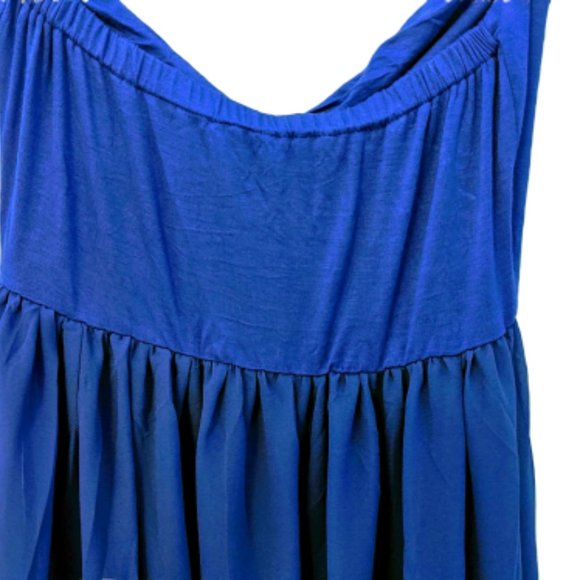 Strapless Royal Blue Sheer Long Maxi Length Dress Overlay Cover Up - Picture 5 of 11